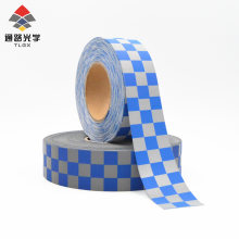 China Supply High Light Silver Blue White Printing Reflective Checkered Tape